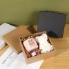 Black top and bottom cover, retro paper box, simple kraft paper square packaging box, Valentine's Day and birthday gift box details Picture